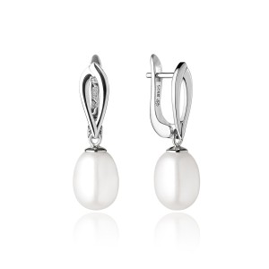 Cercei argint cu perle naturale albe si tortite DiAmanti SK21108EL_W-G (Argint 925‰ 2,4 g.)